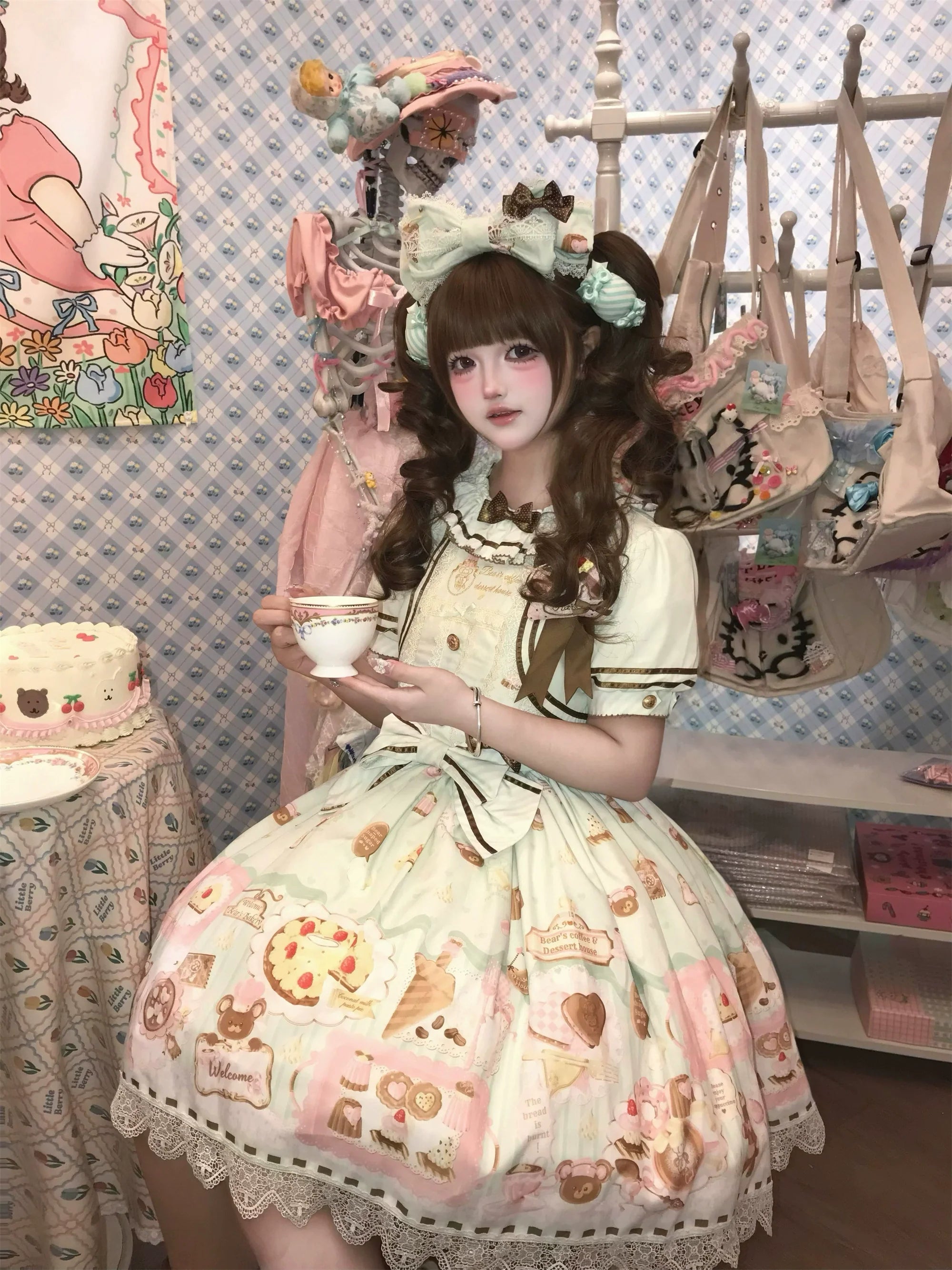 Dream Teahouse - Dessert Print Kawaii Lolita OP Dress Suit - image 14