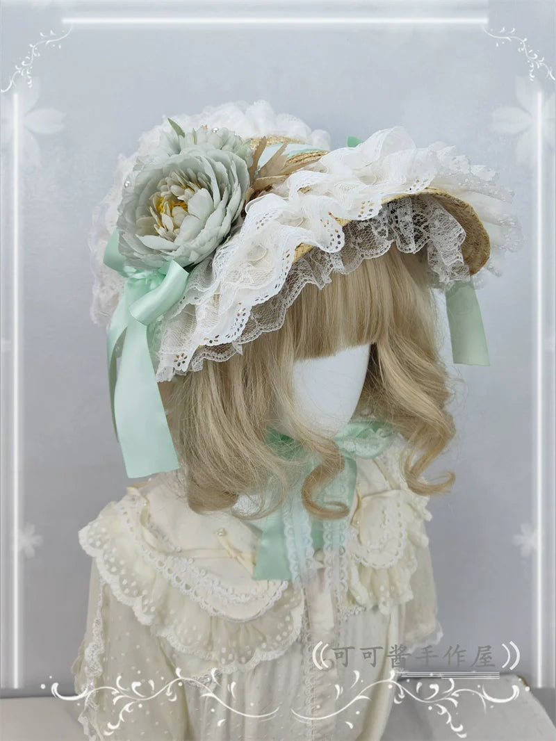 Country Lace Flower Lolita Bonnet, Multicolor - image 20