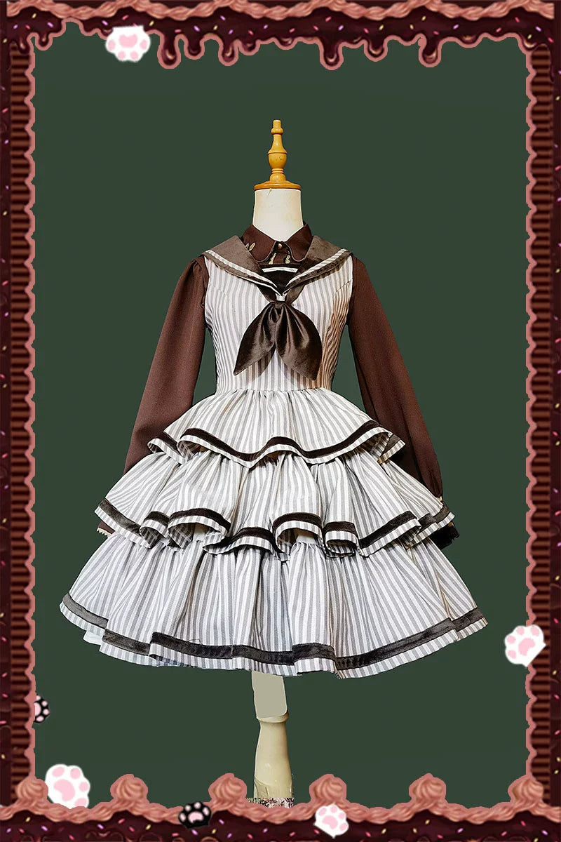 From Afar - Vintage Striped Peppy-Style Lolita JSK & Cape - image 14