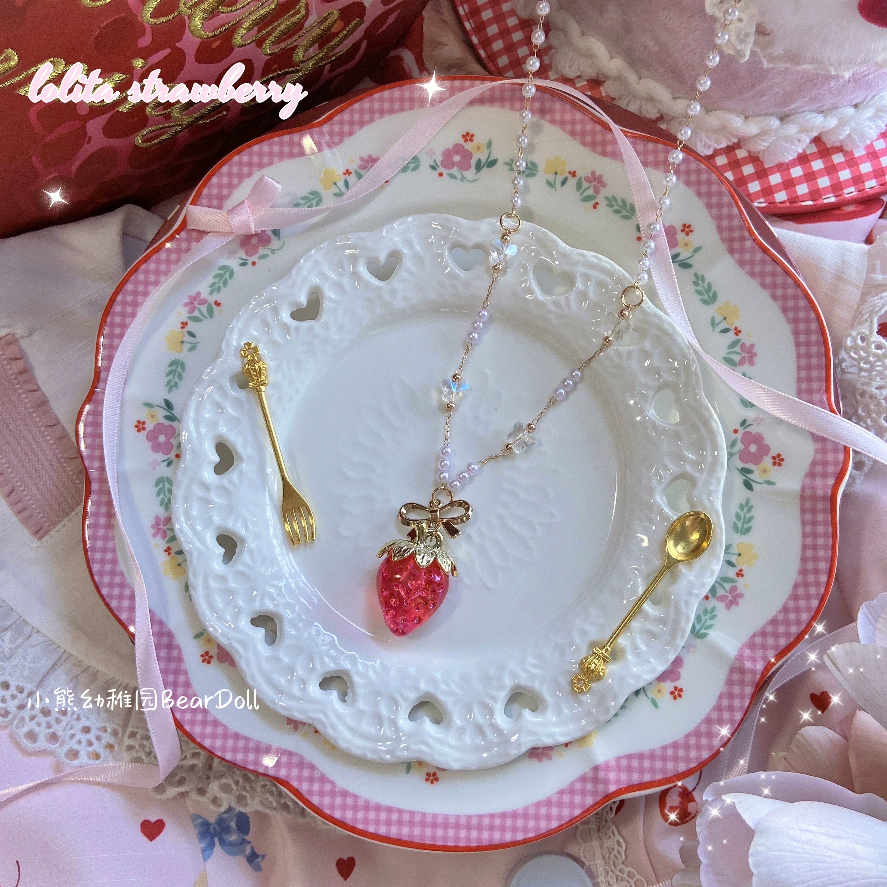 Sweet Lolita Strawberry Charlotte Necklace - image 12