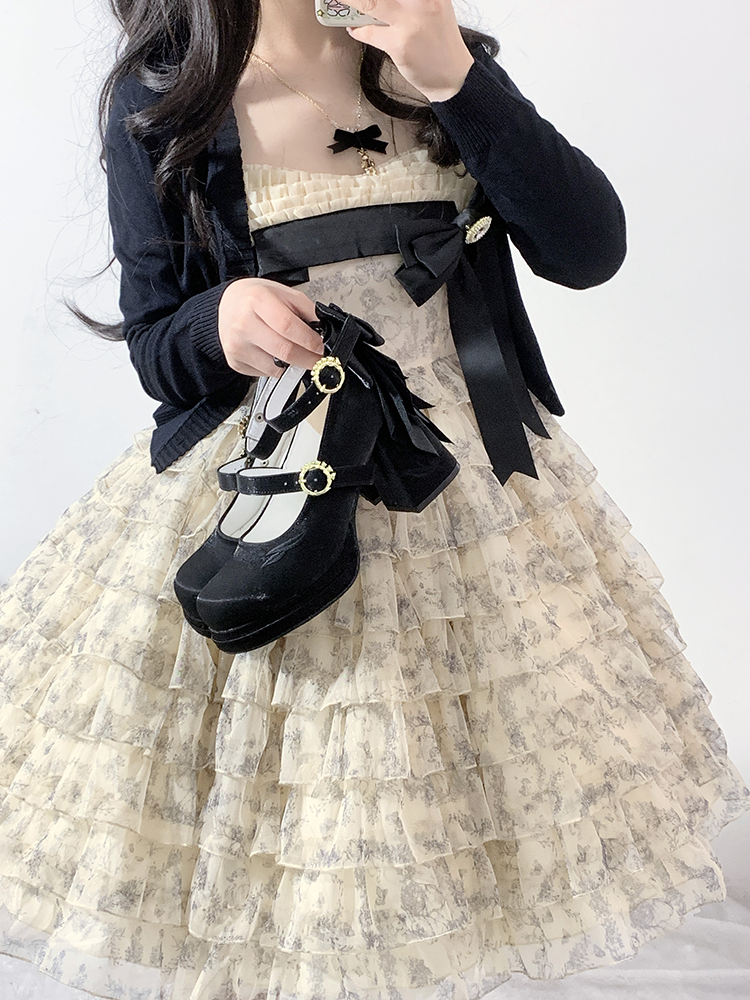 Dreamlike Lily of the Valley - Classic Lolita Platform Shoes with Back Large Bow - image 10