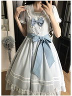 Seven-Day Bell - Blue Classic Lolita Striped OP Dress, Sailor Collar - image 14