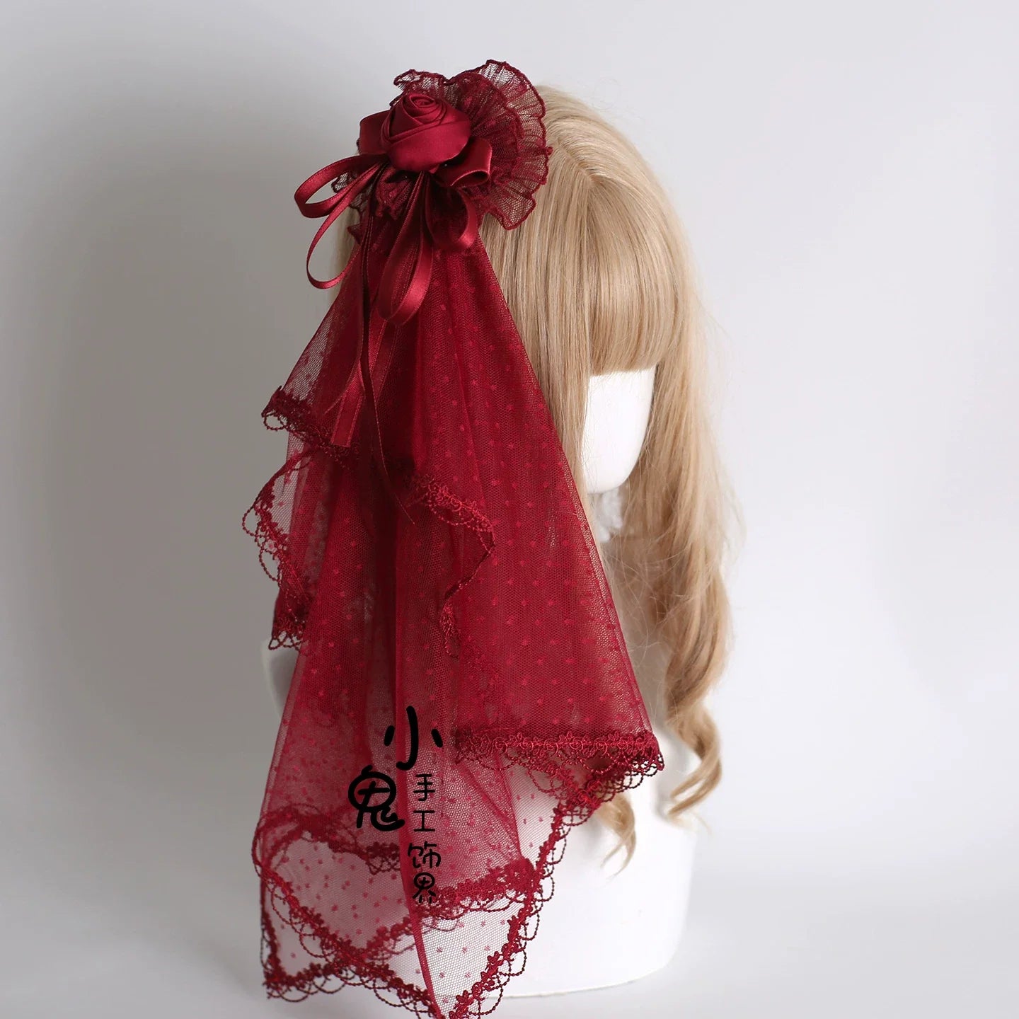 Dark Red Gothic Lolita Headdresses and Floral Veils - image 12
