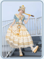 Antique Naval Bear - Striped Classic Lolita Sailor Collar OP, Bear Embroidery - image 14