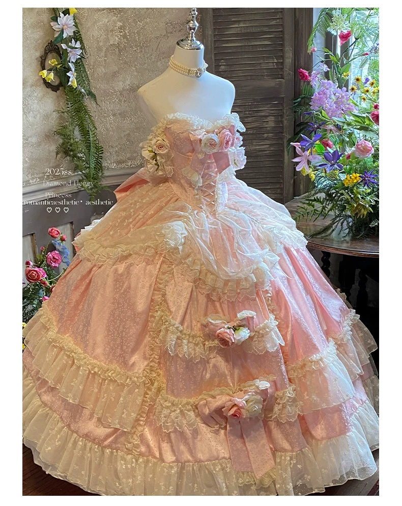 Love and Roses Princess Bridal Lolita Dress with Tiered Rose Skirt - image 23
