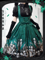 Dragon Bone Lily - Vintage Gothic Lolita Dragon & Skeleton Print JSK Dress and Accessories - image 34