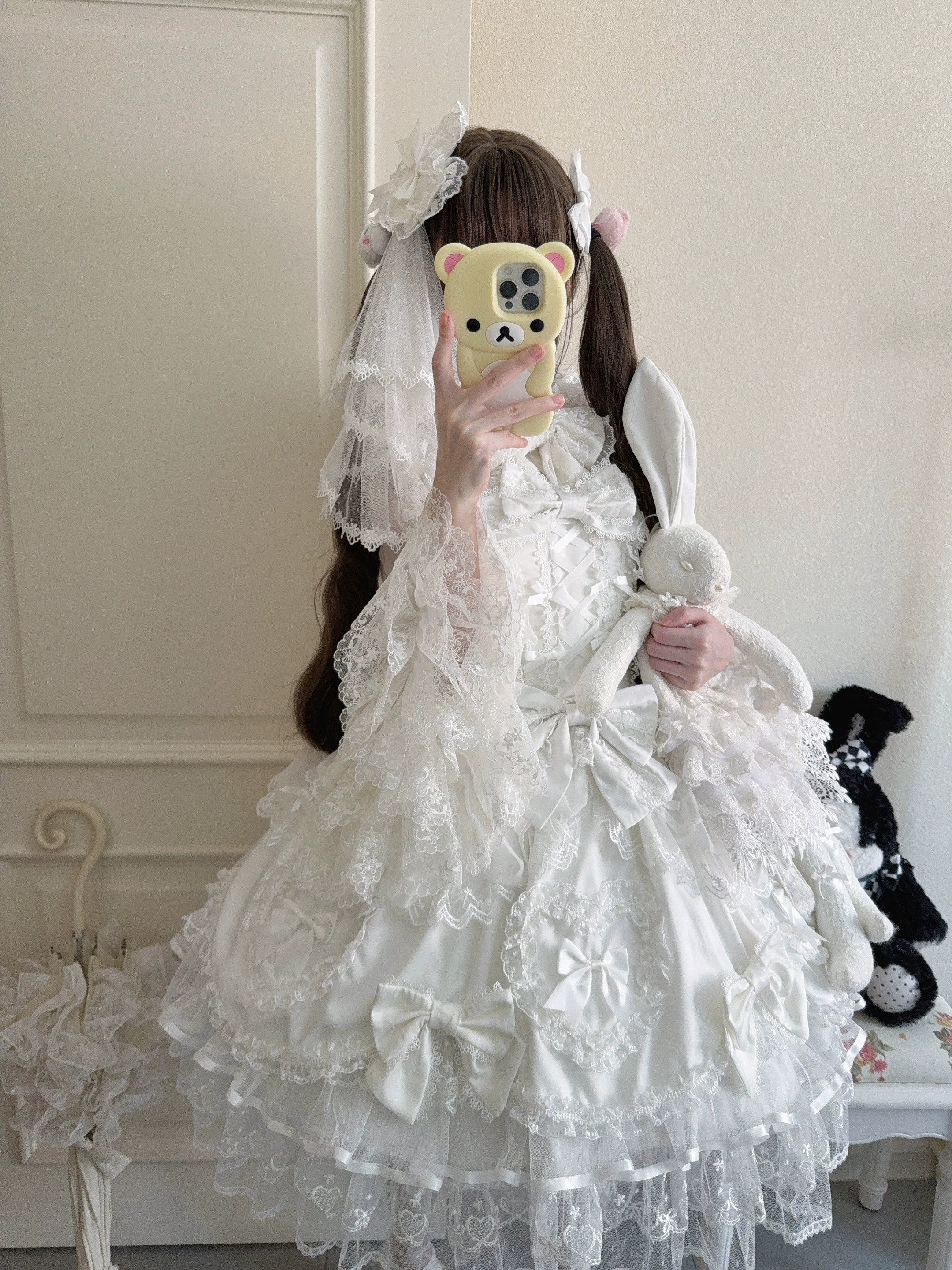 Velvet Sweetheart - Doll-like Sweet Lolita Jumper Dress, Bow Accents - image 11