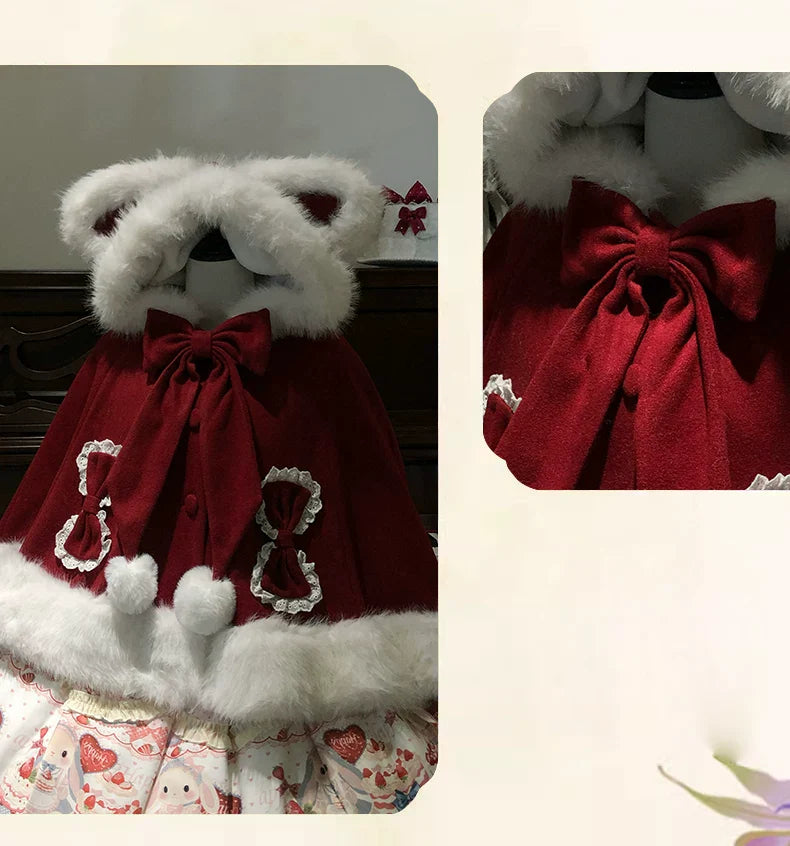 Sweet Lolita Cape, Bunny Ear Hood & Bows - image 12