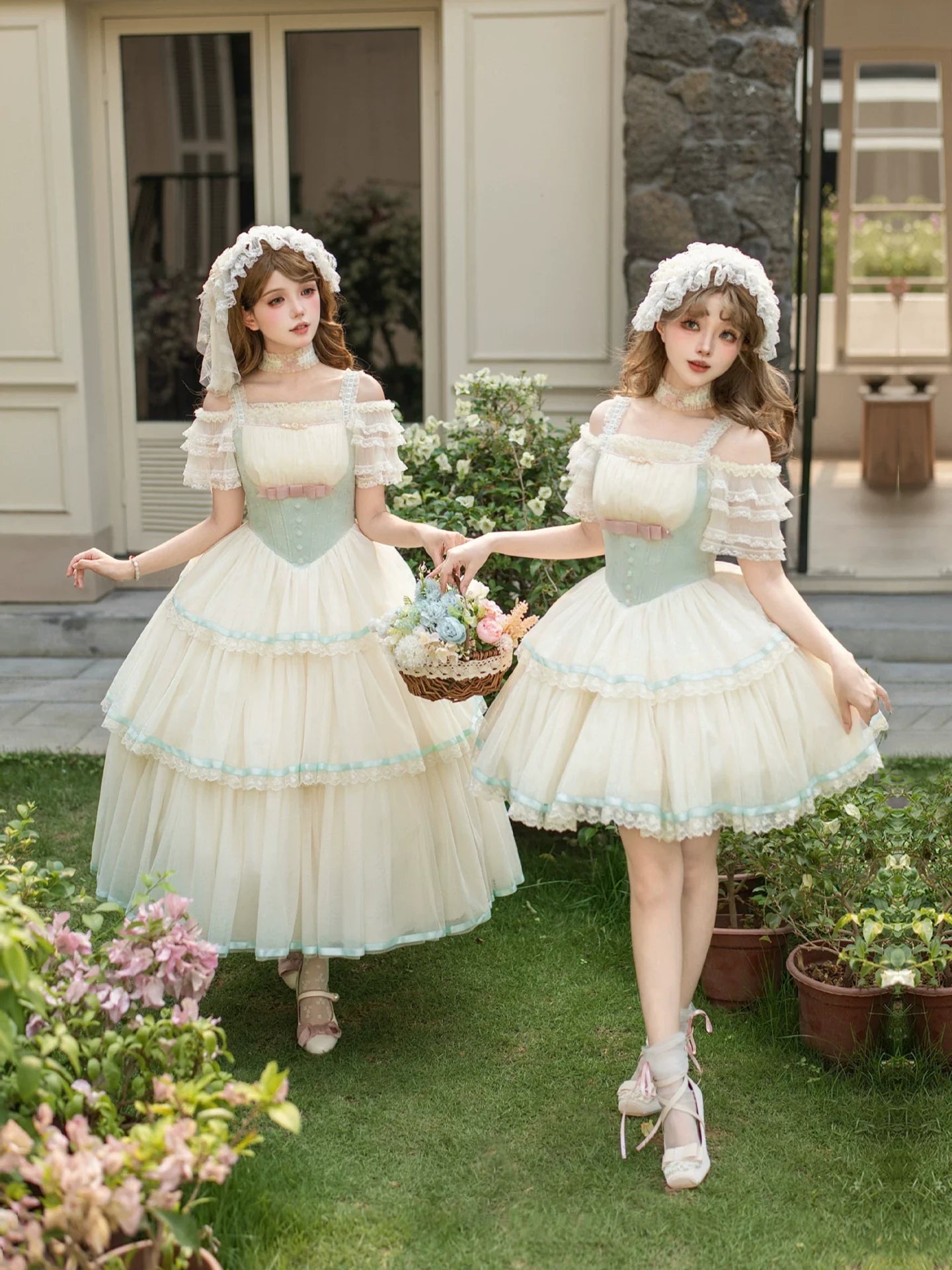 Sea Salt Soda - Classic Lolita Adjustable Corset JSK Dress, Tiered Tulle Hem - image 12