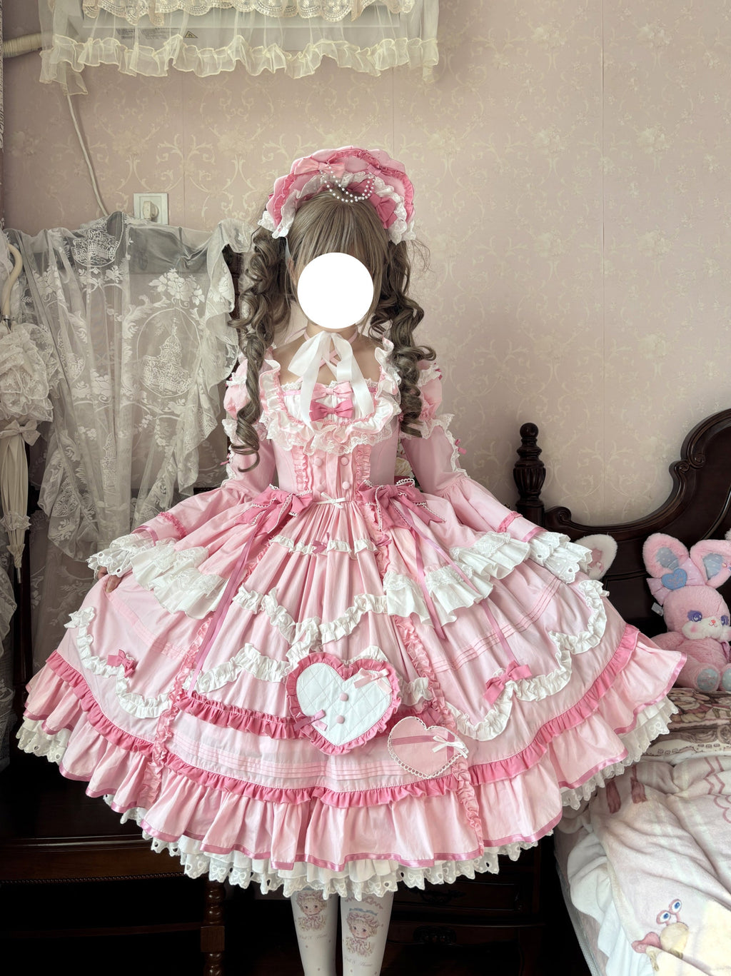 Audelia - Plus Size Sweet Lolita OP with Halter Neckline and Accessories - image 1
