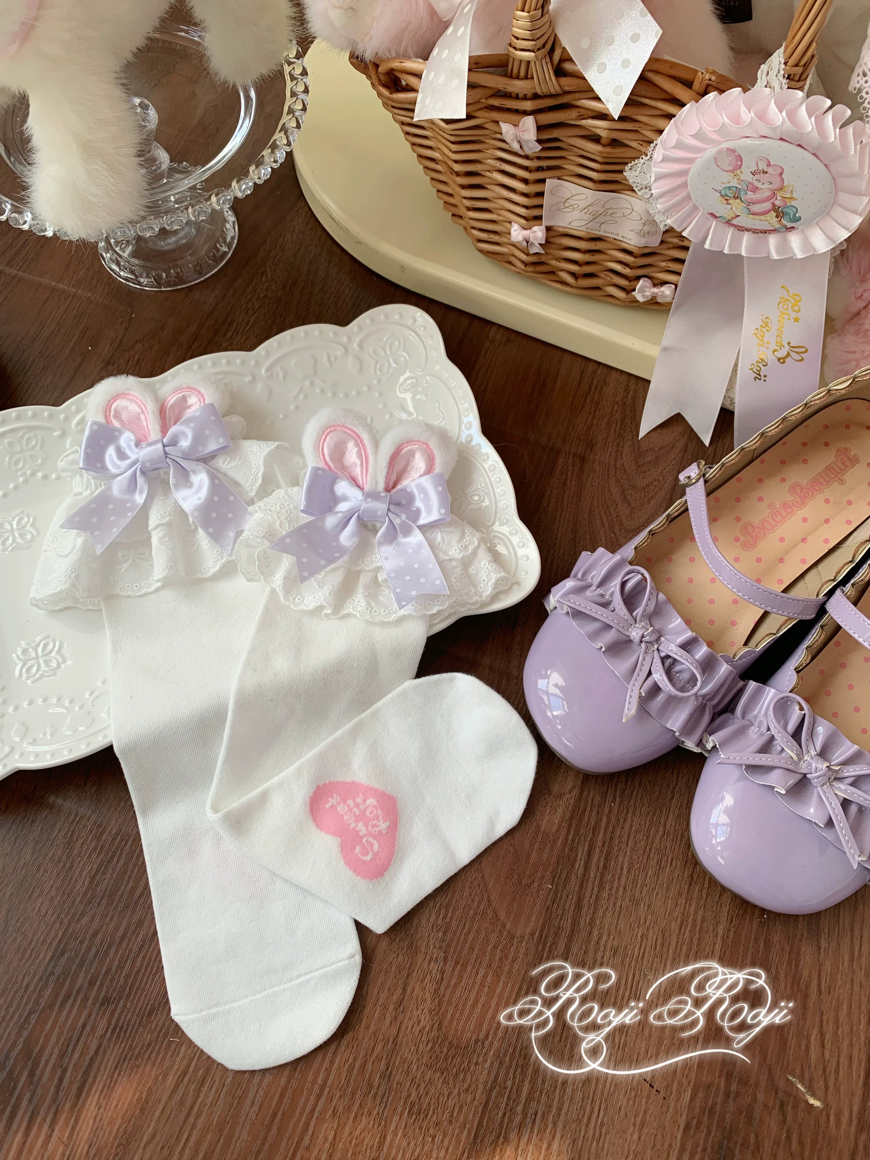 Bunny Ears Polka Dot Sweet Lolita Mid-Calf Socks - image 22