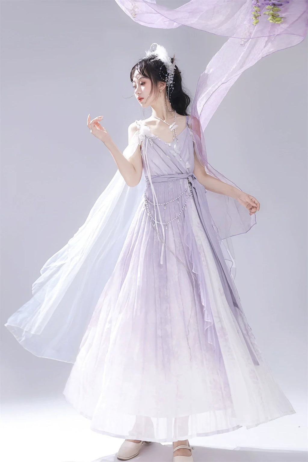 Han Lolita Dress Side Slit Purple JSK Dress - image 4