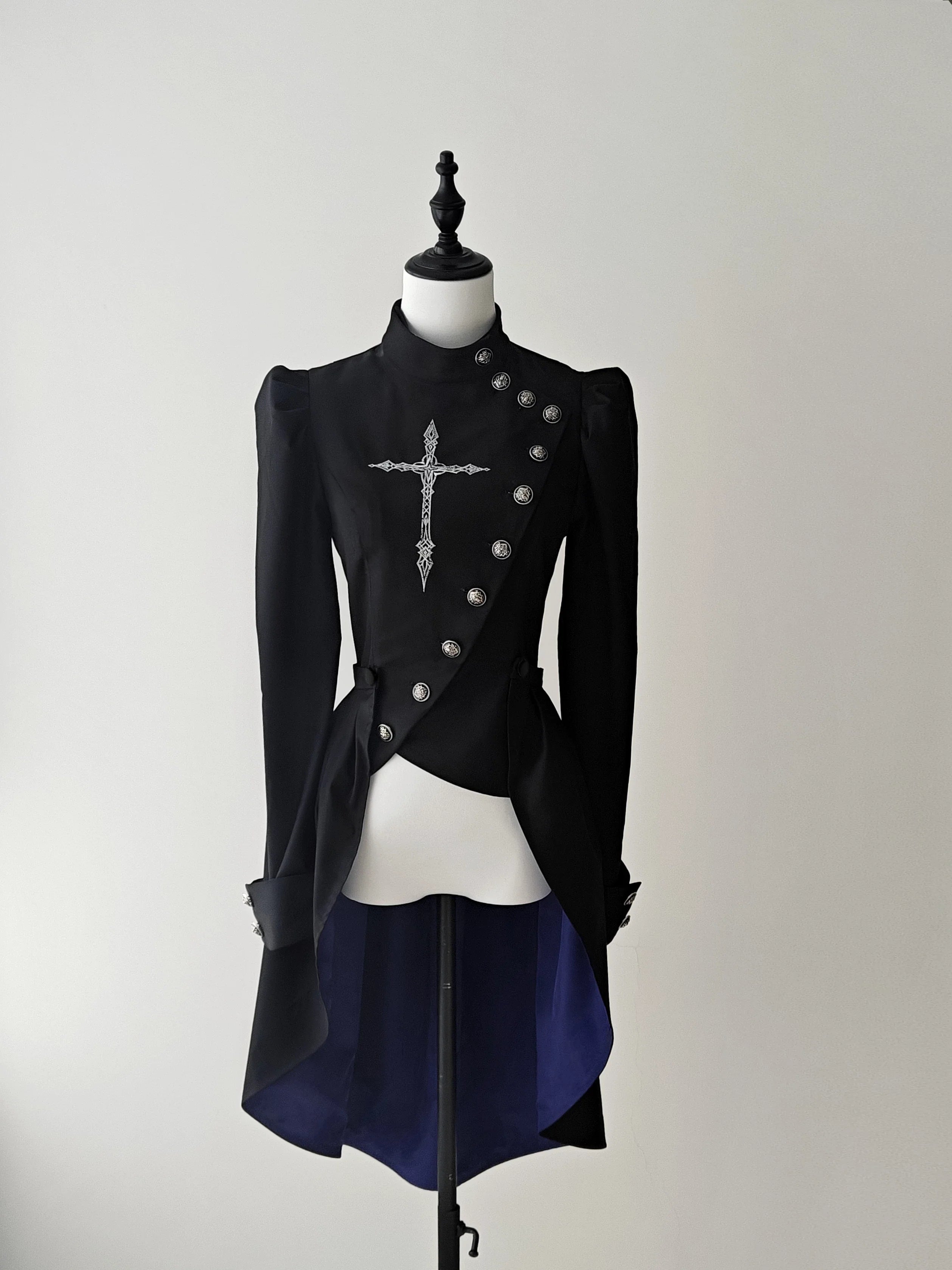 White Night Sonata - Ouji Lolita Embroidery Coat, Detachable Trailing - image 1