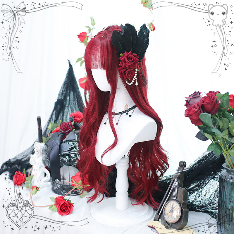 Burning - Wine-red Long Curly Lolita Wig - image 4