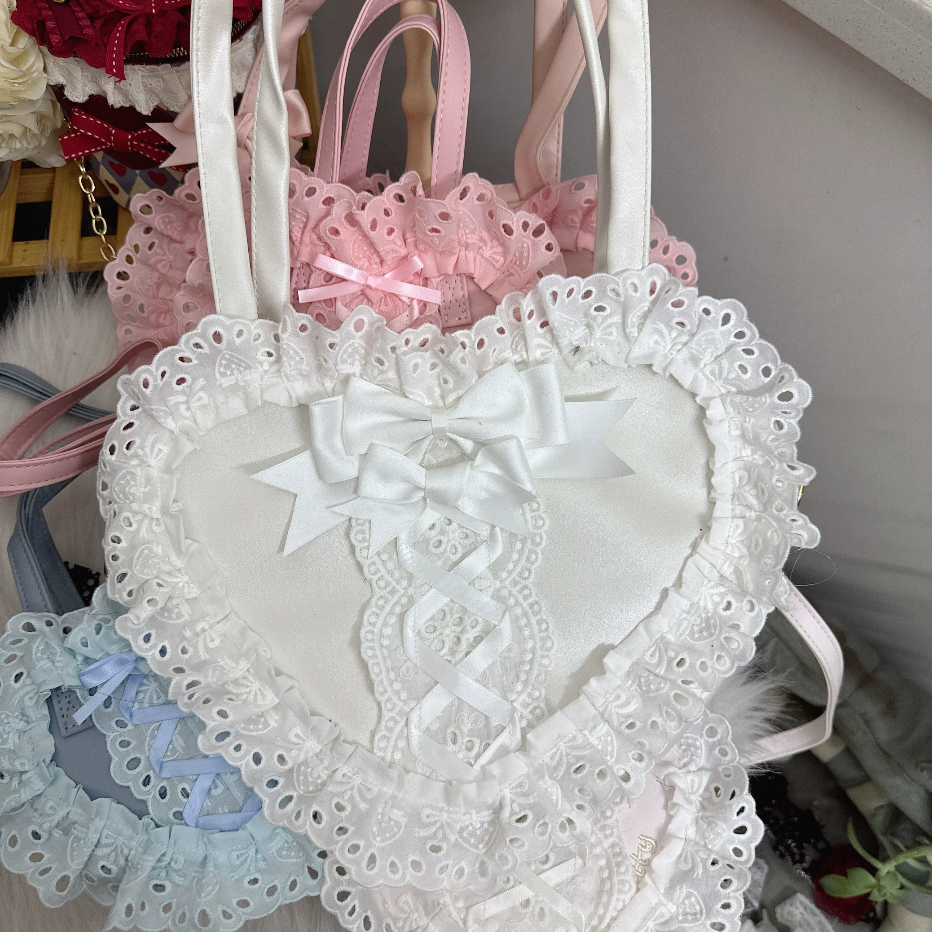 Sweet Lolita Bag Heart-shaped Lace Bag Multicolors - image 9