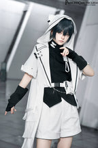 White Cat - Futuristic Style Cool Lolita Pants Suit With Cat Ear Coat - image 10