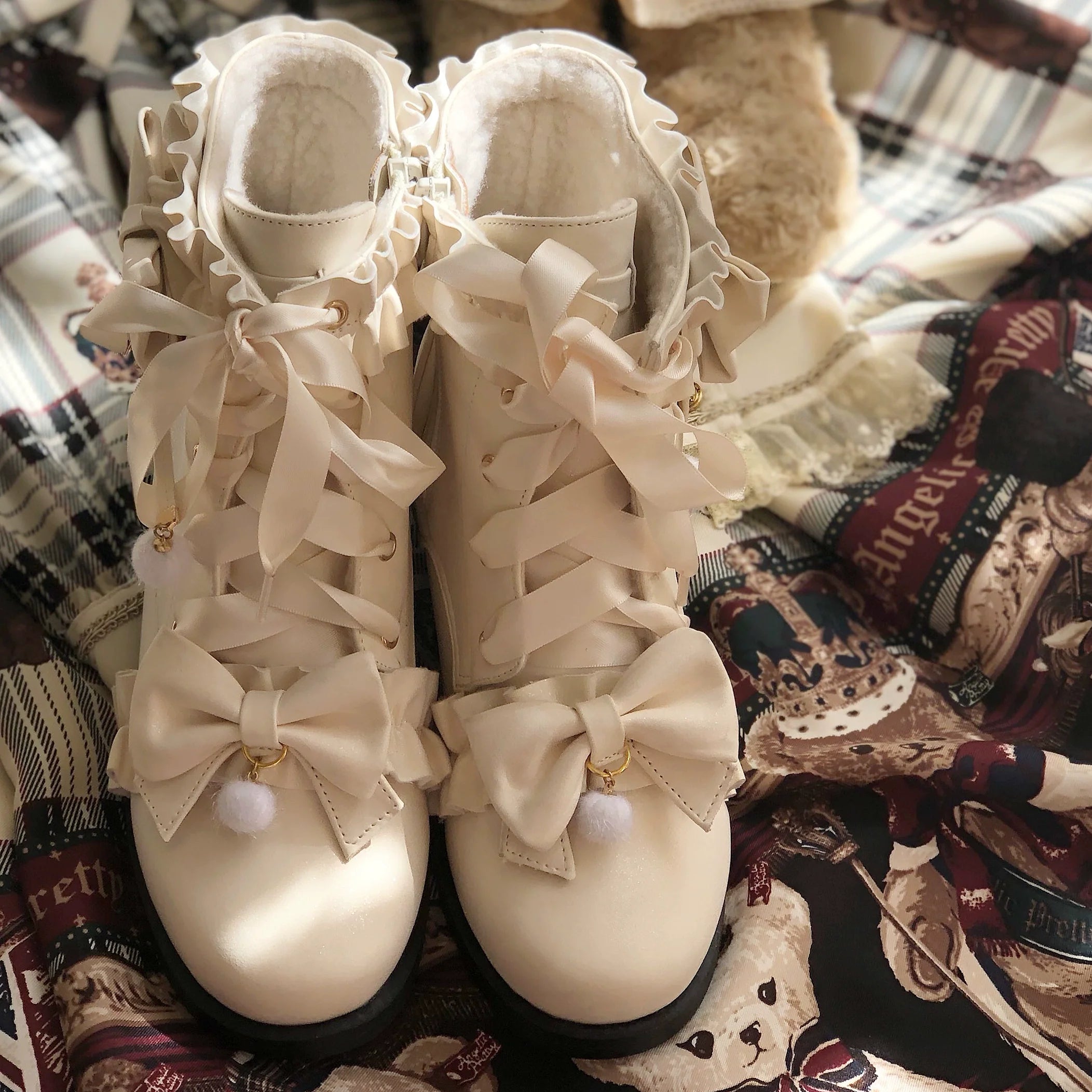 Enthusiastic Ideation - Elegant Lolita Shoes Fleeced Short Martin Boots - image 15