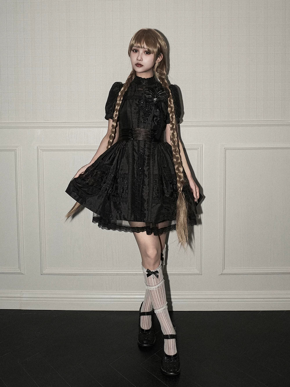 Ghost Orchid - Gothic Lolita OP Dress, Embroidered Cross - image 19