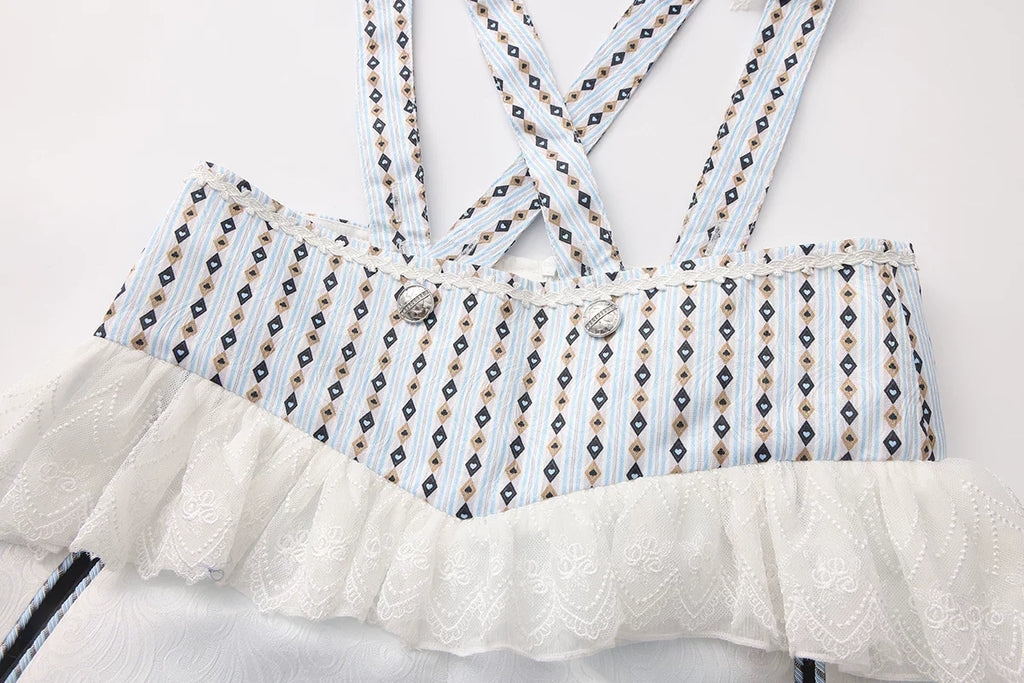 Immortal Bunny's Invitation - High-Waist Ouji Lolita Lantern Shorts, Detachable Straps - image 7