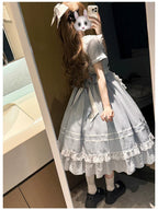 Seven-Day Bell - Blue Classic Lolita Striped OP Dress, Sailor Collar - image 15