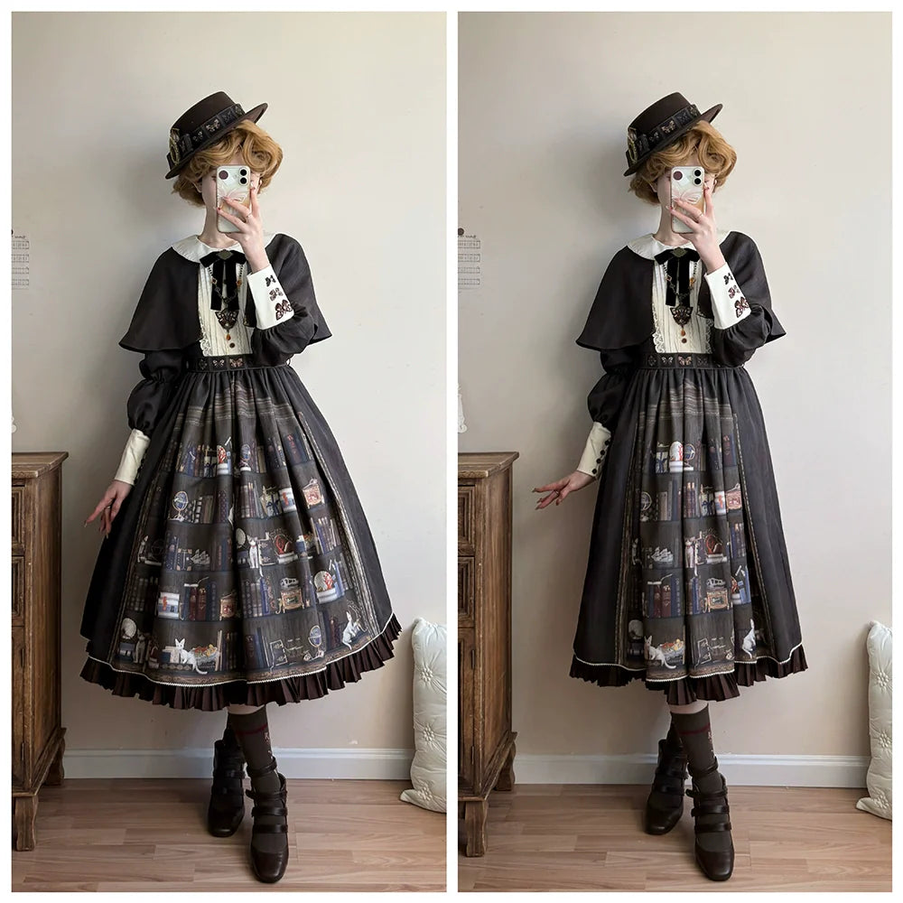 German Bookshelf - Classic Lolita OP Dress & Detachble Cape - image 9