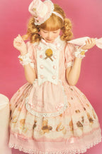 Patisserie Forever Happiness Pink Apron Sweet Lolita OP Dress Set - image 1