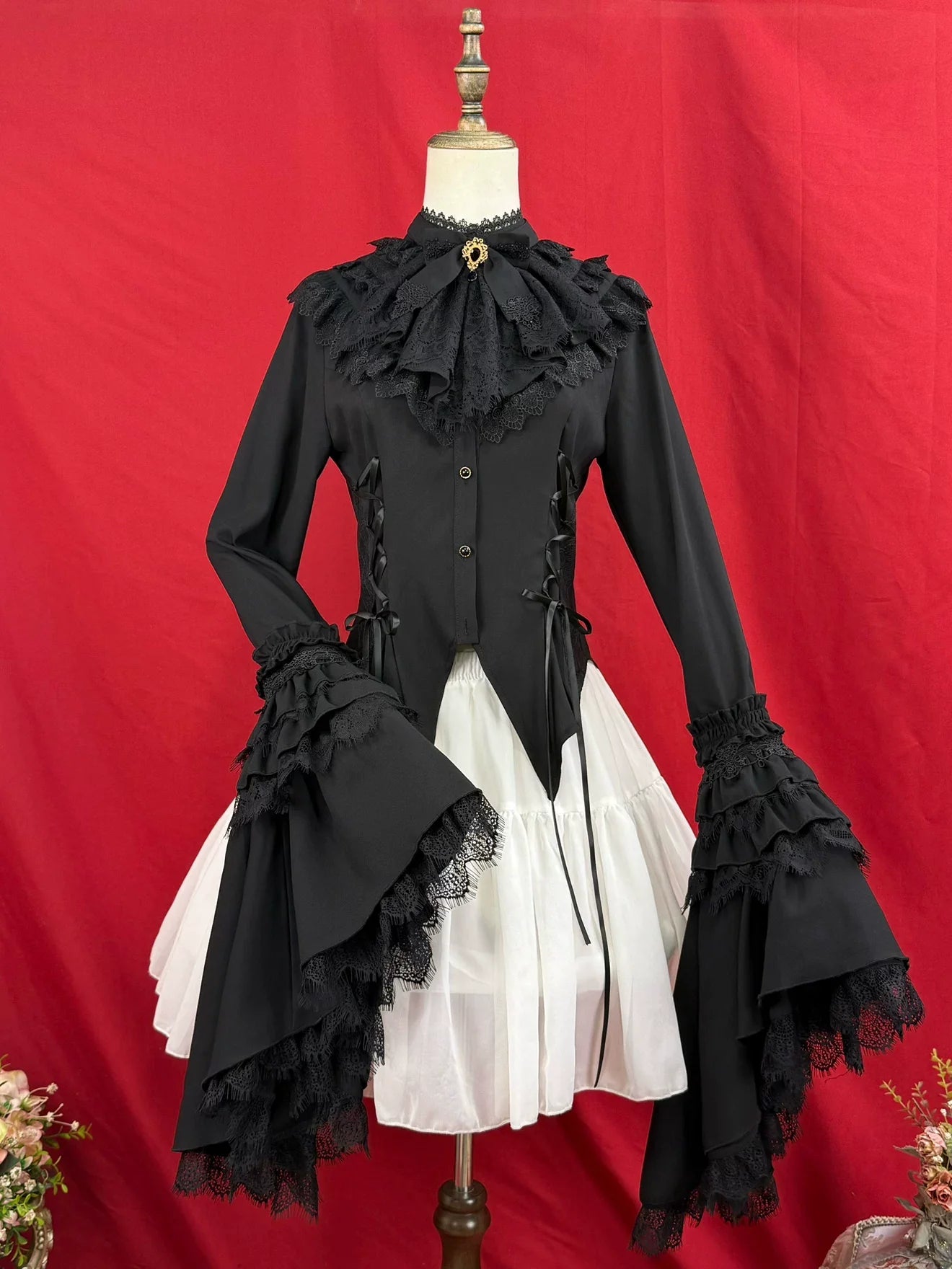 Broken Winged Bat - Gothic Lolita Shirt & SK Set, Bat-wing Shaped Hem - image 10