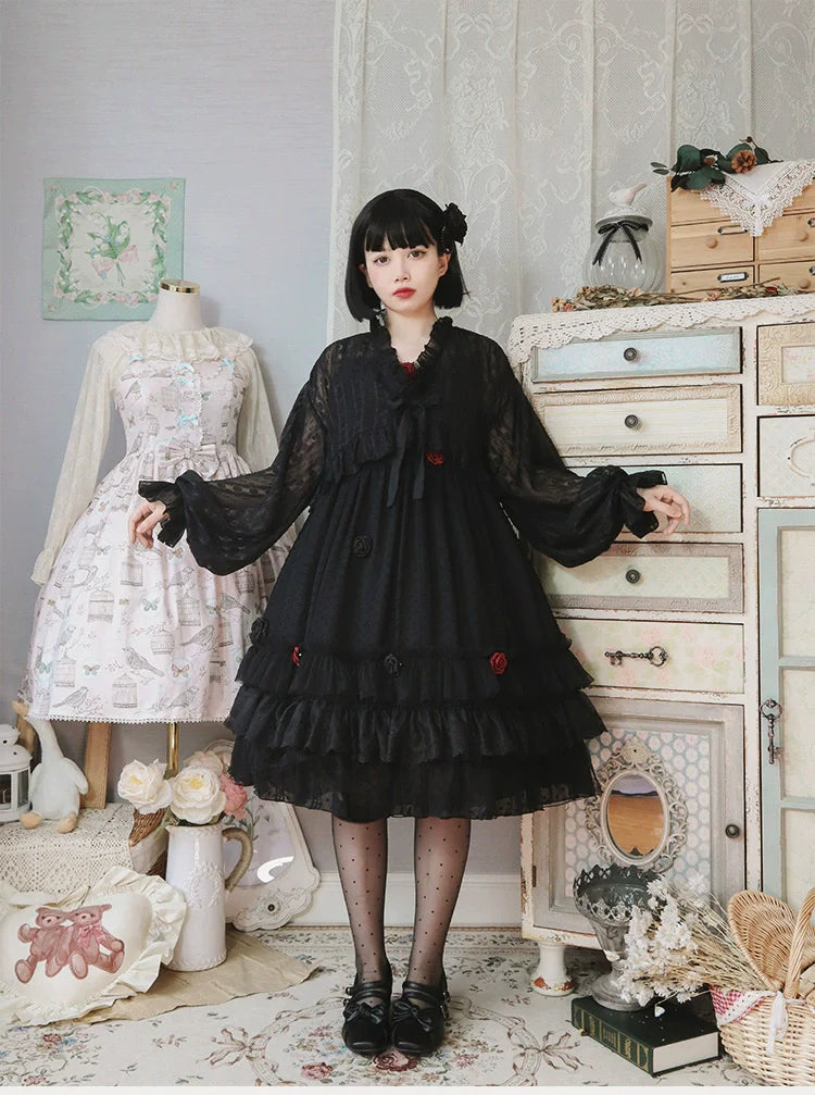 Spring Breeze - Plus Size Spring Lolita JSK Dress with Rose Decoration - image 2