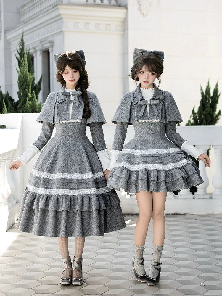 Reminisce - Pile Classic Lolita Dress, Detachable Cape and Accessories - image 1