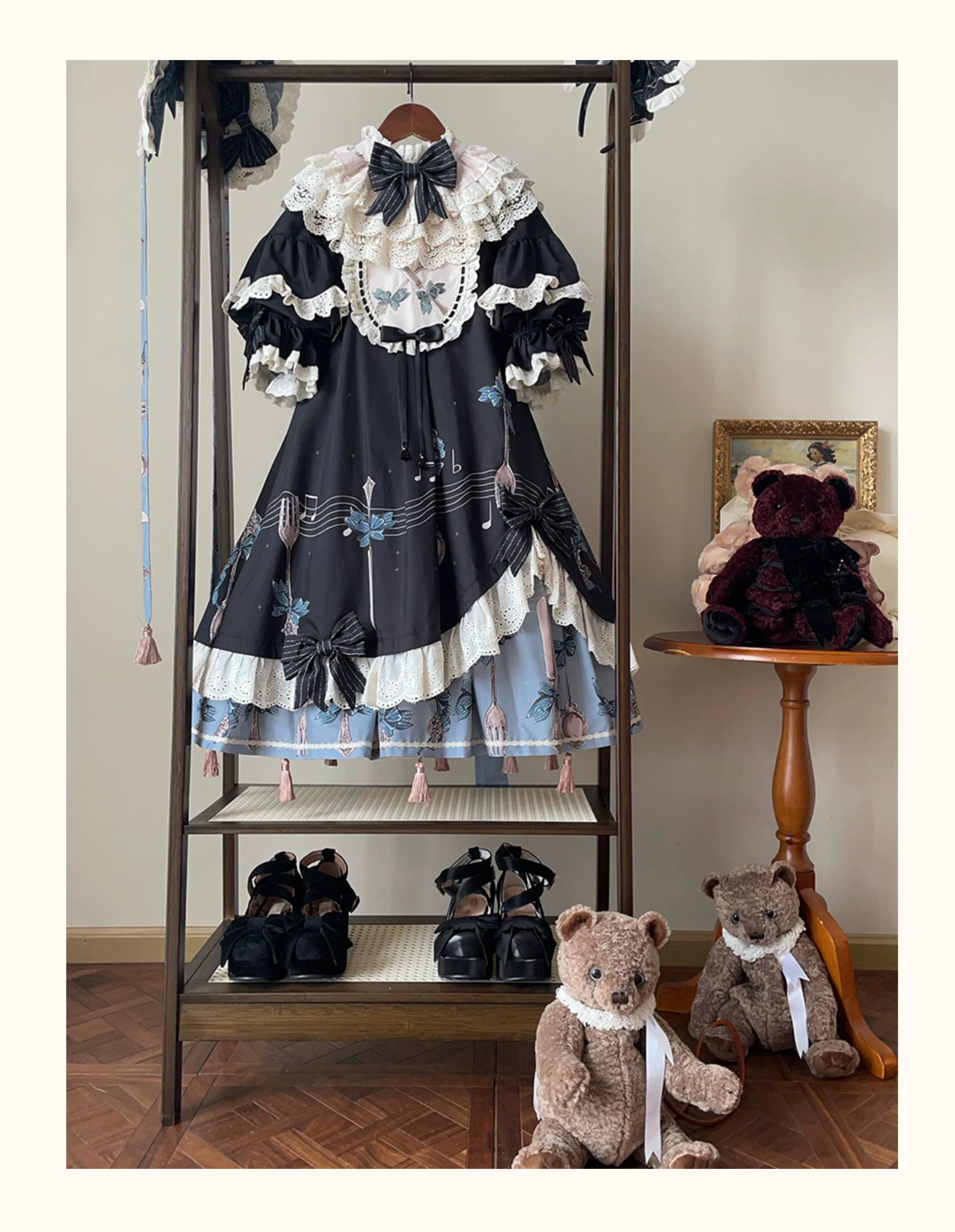 Witch's Banquet - Printed Doll-like Sweet Lolita OP, Apron-like Front and Accessories - image 20