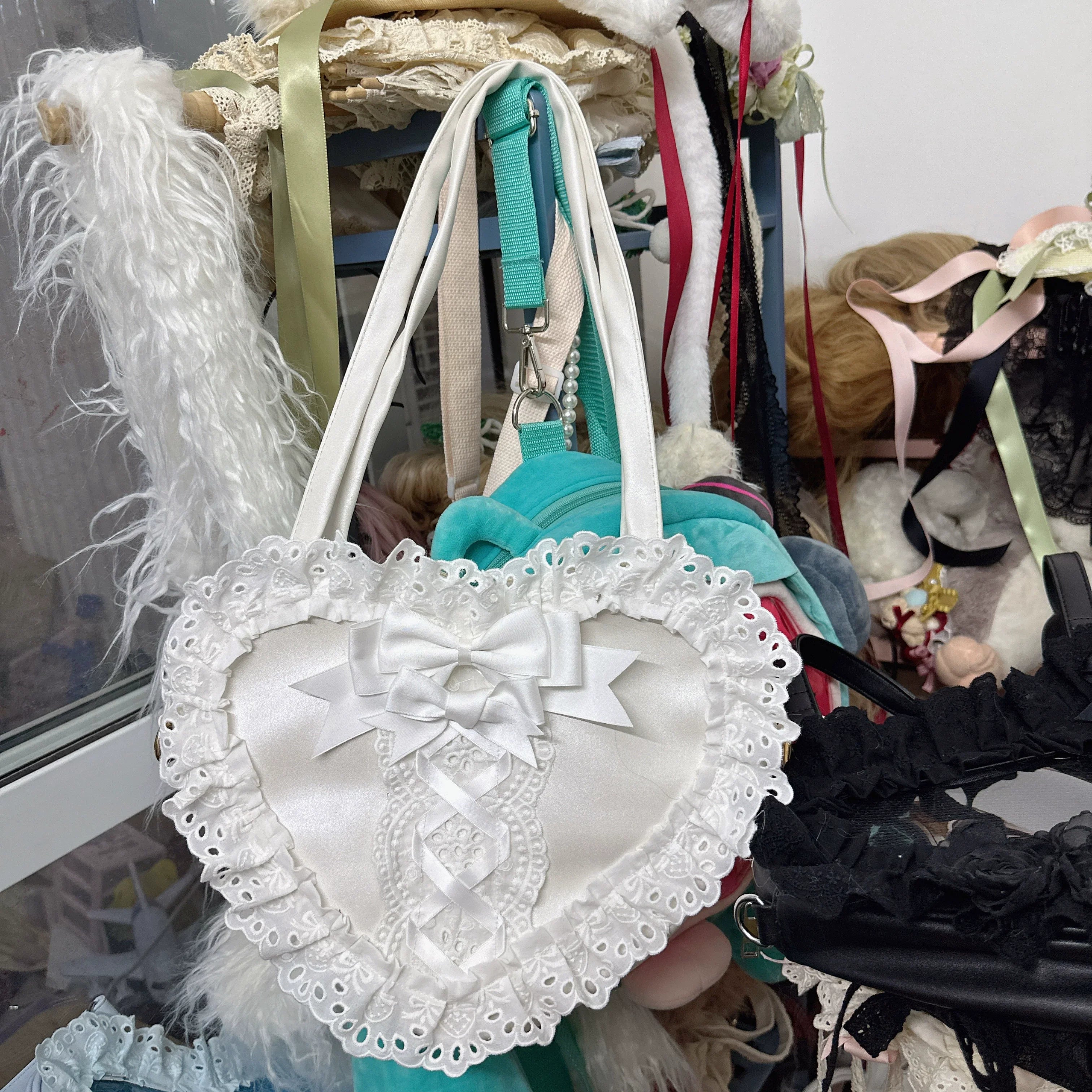 Sweet Lolita Bag Heart-shaped Lace Bag Multicolors - image 7