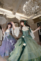 Wild Roses of Arles Purple Green Oil Painting Print Cowl Neck Tail JSK Classic Lolita Dress and Accessories - image 3