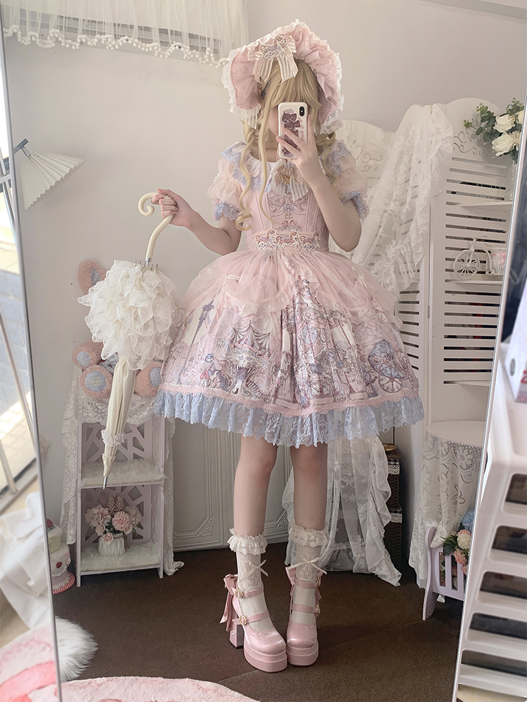 Floating Dream Lily - Elegant Lolita High Heel Shoes, Detachable Bow - image 16