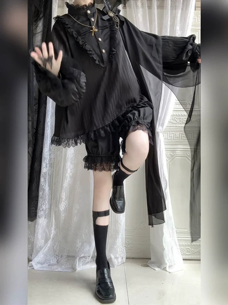 Black Moonlight - Ouji Lolita Chiffon Shirt Outfit Collection - image 1