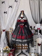 Night of Berea Gothic Lolita OP Dress in Black and Red - image 22