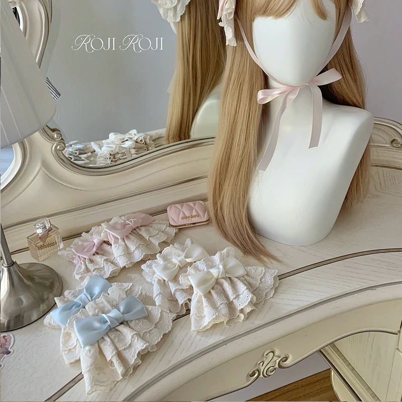 Kawaii Lolita Lace Cuffs Summer Bow Arm Sleeves - image 5