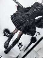 Trace Bone Black Gothic Lolita Skirt and Waist Cincher Set - image 15