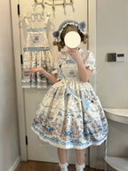 Blueberry Tart Party - Sweet Blue Lolita Salopette Dress Blueberry Tart Print JSK Dress and Accessories - image 5