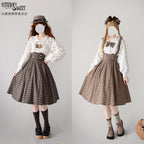 Vintage Lolita Skirt Fishbone Tartan Super High Waist SK - image 8