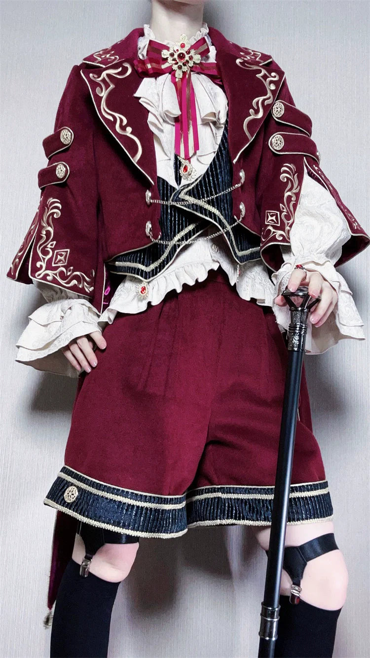 Heir - Military Ouji Lolita Blouse, Coat & Shorts Set - image 14