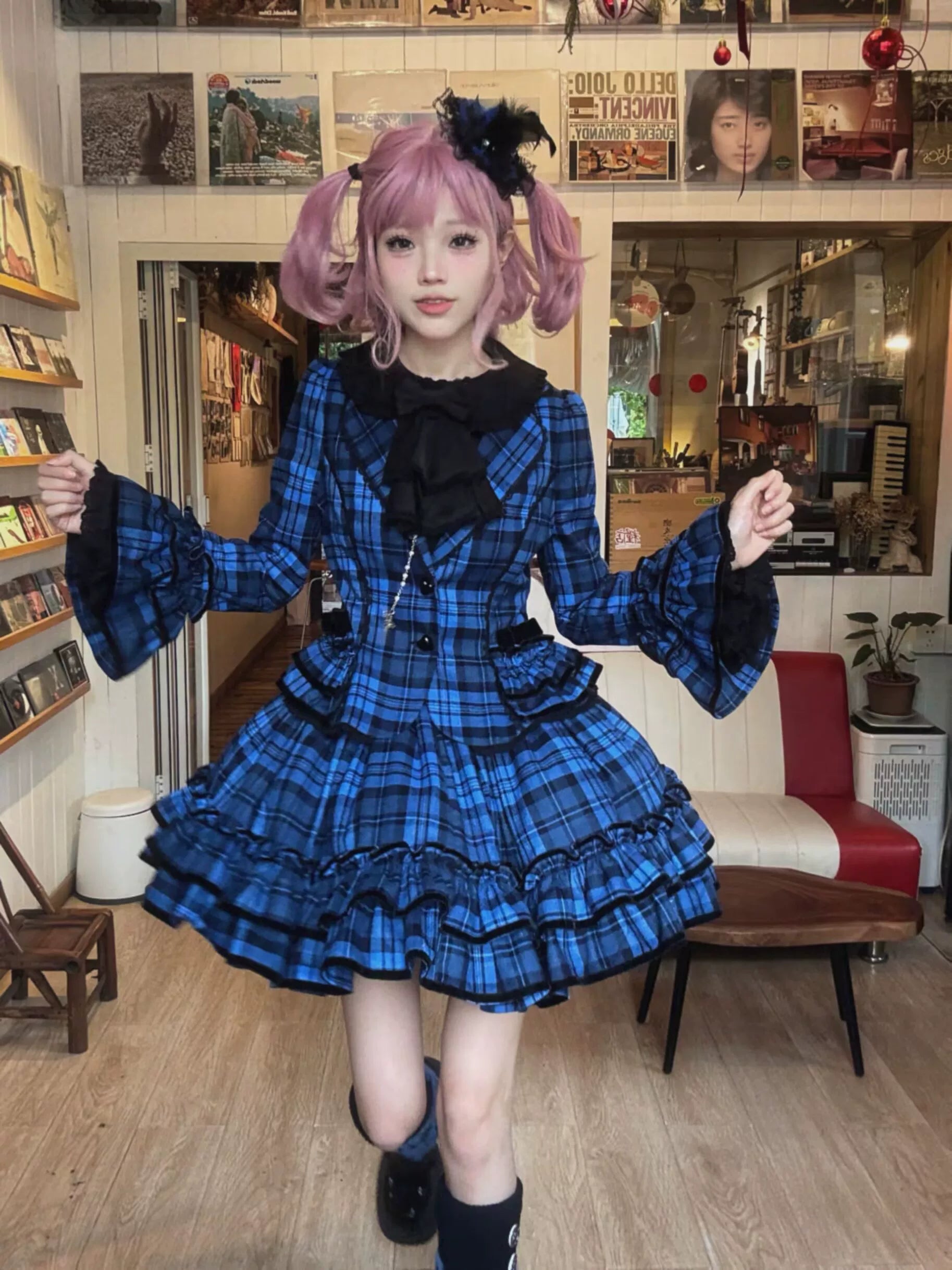 Chris's Notes - Old School Lolita Plaid Coat Set, Tiered Skirt - image 16
