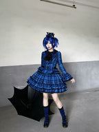 Chris's Notes - Old School Lolita Plaid Coat Set, Tiered Skirt - image 2