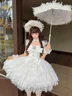 Snow Feather - Wedding Sweet Lolita JSK Dress, Multi-layered Lace Skirt - image 1