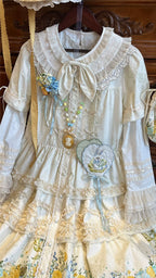 Flower Rabbit Bear - Country Lolita Tiered Skirt Dress, Floral & Bear Print and Accessories - image 20