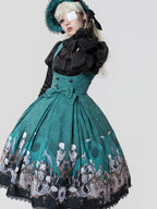 Dragon Bone Lily - Vintage Gothic Lolita Dragon & Skeleton Print JSK Dress and Accessories - image 31