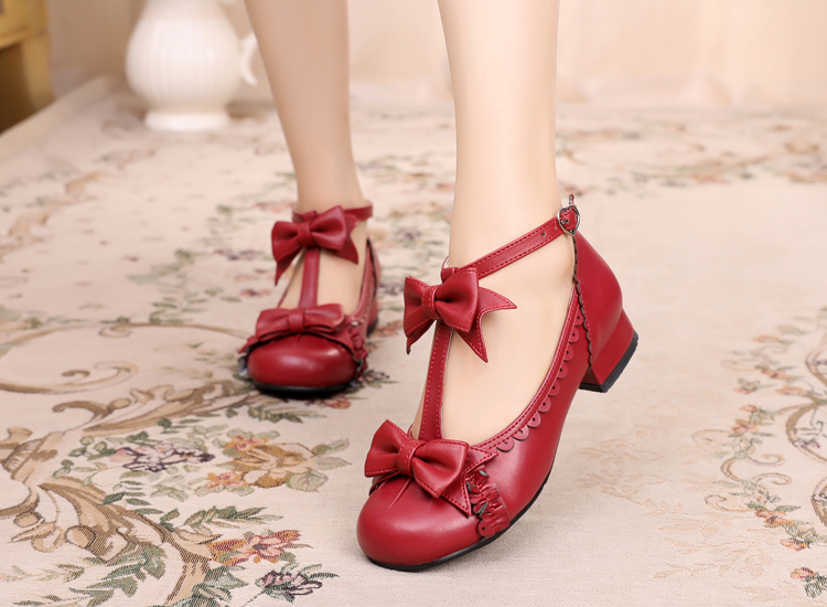 Mengjiang Kiri - Sweet Lolita Bow T-Strap Shoes - image 1