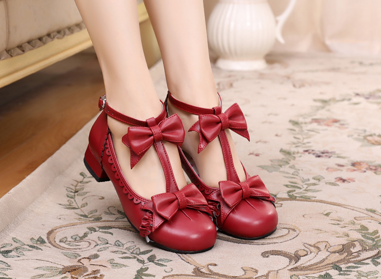 Mengjiang Kiri - Sweet Lolita Bow T-Strap Shoes - image 16