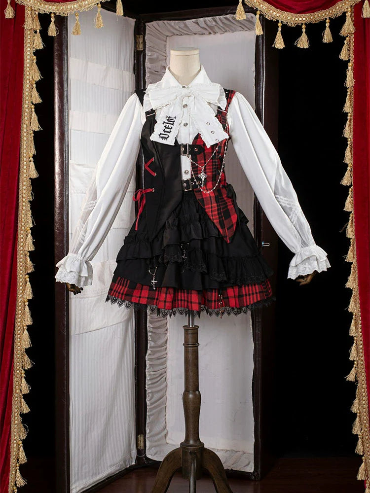 Kalila - Punk Lolita Dress Set Plaid Shorts Set - image 10