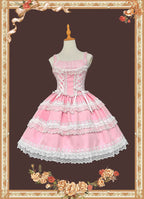 Mirror Doll - Old School Lolita Tiered Hem JSK with Polka Dot Lace and Accessories - image 2