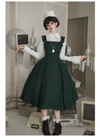Abyss Clinic - Gothic Lolita Green Dress Set, Embroidery Accent - image 33